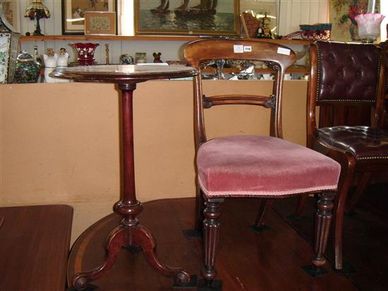 Mahogany circular tripod table and a chair